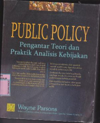 Image of Public Policy : Pengantar Teori dan Praktik Analisis Kebijakan